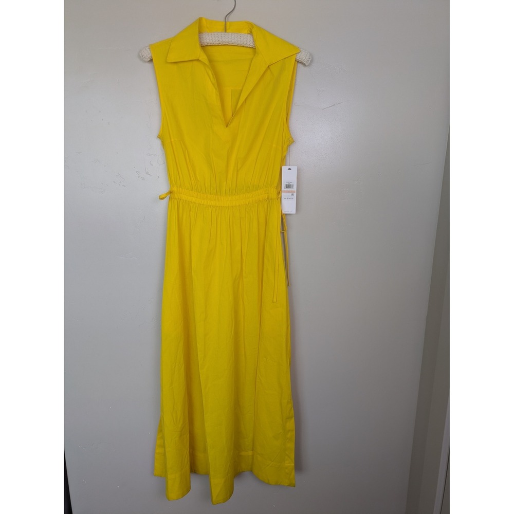 NEW Calvin Klein Midi‎ Dress Women's 2 Yellow Daffodil Sleeveless V-Neck